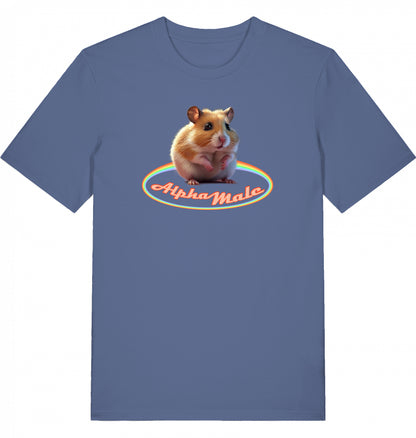 funny Alpha Male parody shirt with hamster in Heather Gray, eco-shirt, fairwear, toxic masculinity