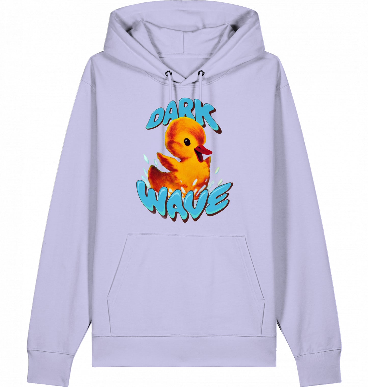 Crashcontrol // Verspielte Kinderbuch-Illustration eines planschenden Kükens mit dem Schriftzug ‚Dark Wave‘ auf einem 100% Bio-Baumwoll / Organic Cotton Sweater, fair wear