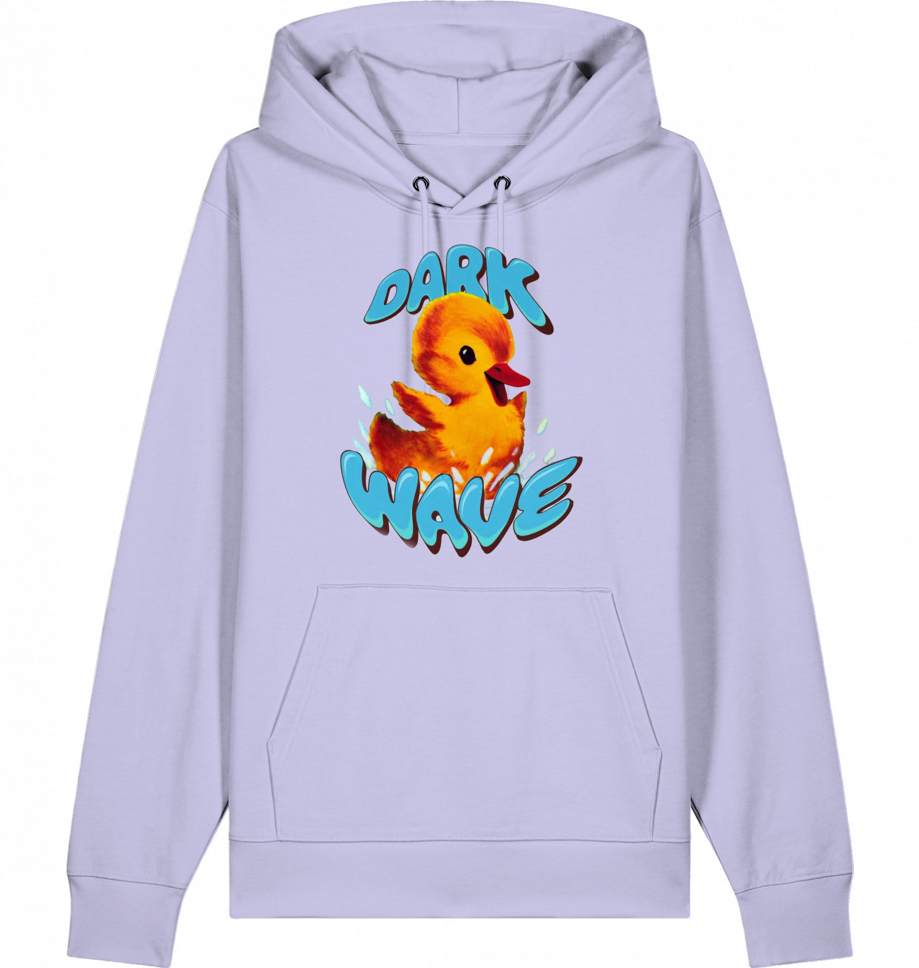 Crashcontrol // Verspielte Kinderbuch-Illustration eines planschenden Kükens mit dem Schriftzug ‚Dark Wave‘ auf einem 100% Bio-Baumwoll / Organic Cotton Sweater, fair wear