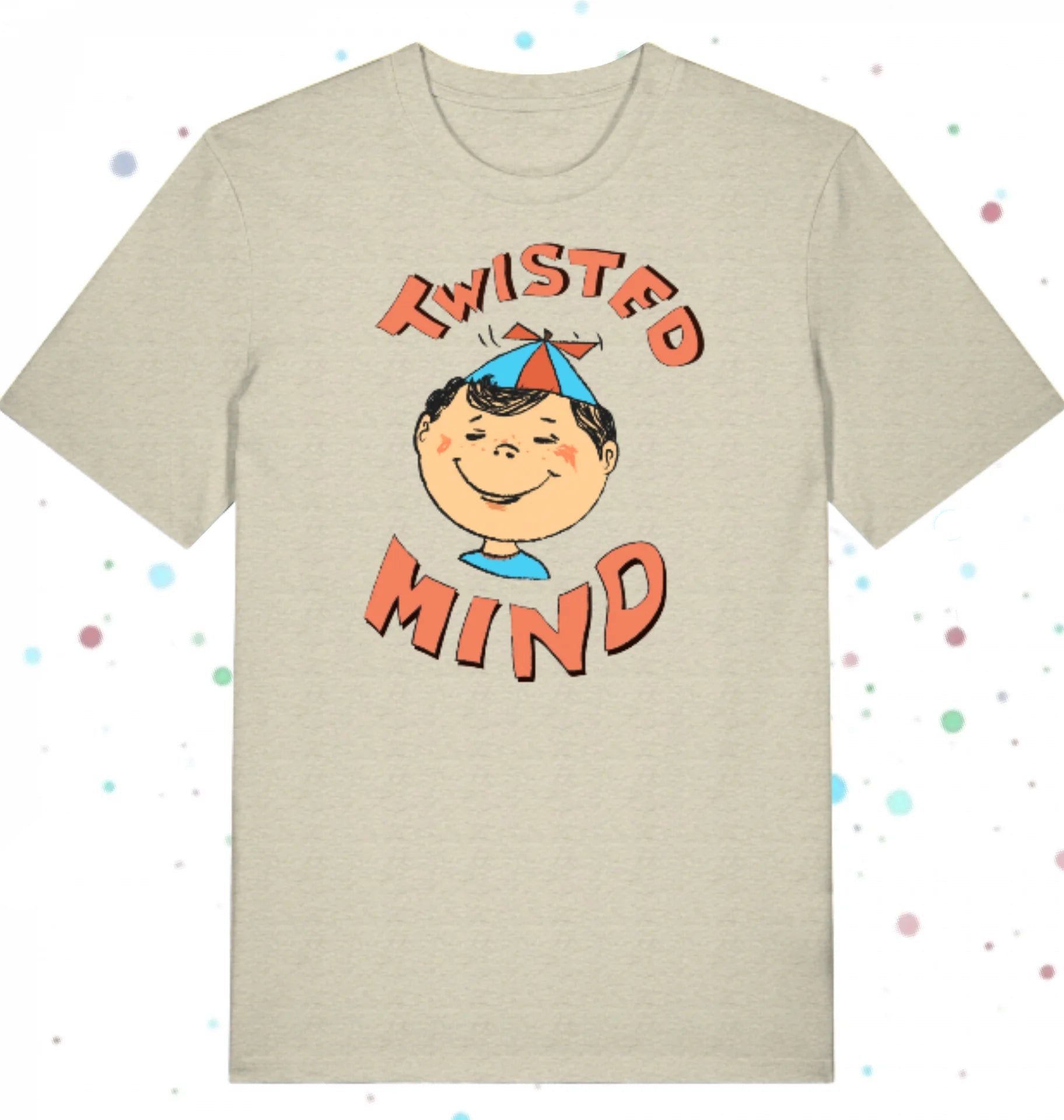 Twisted mind Propeller hat wearing boy is a little trouble maker. this weirdo pushes you down the abyss. 60s retro cartoon stile. haha, very funny. 