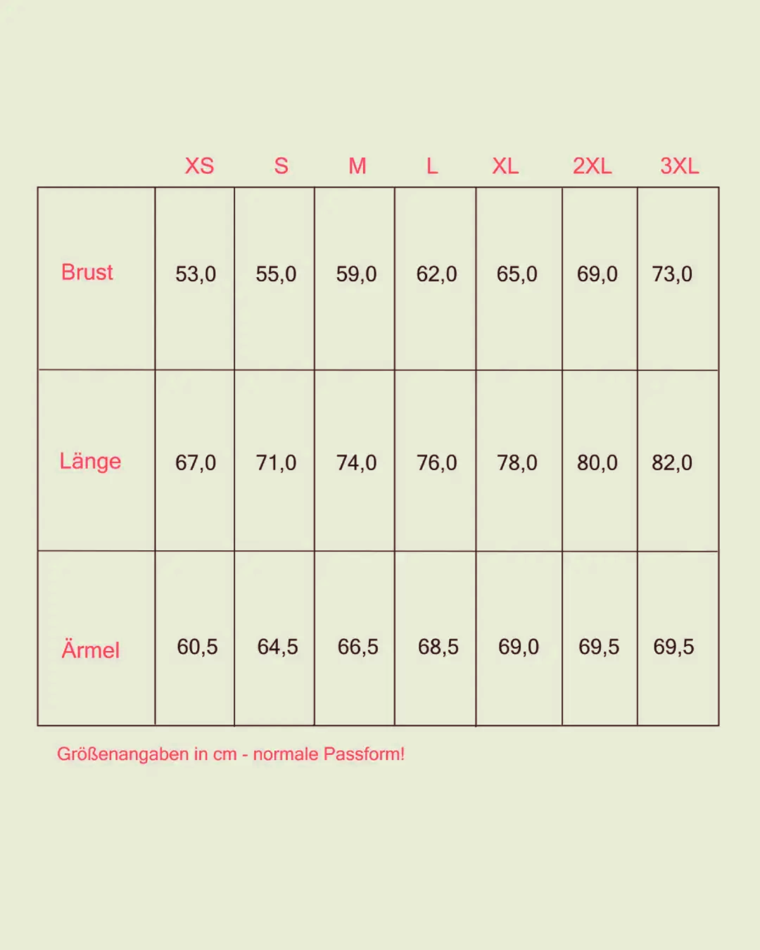 Groessen für Bio-Hoodie, fairwear