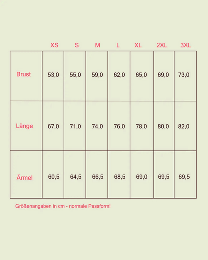 Groessen für Bio-Hoodie, fairwear
